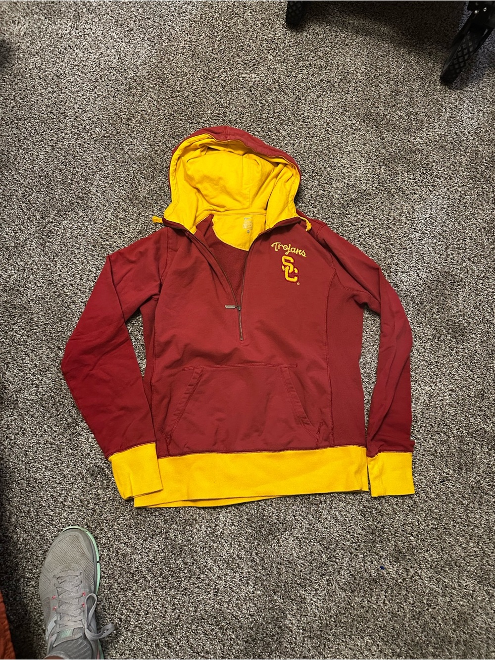 Nike Maroon and Gold Hooded Varsity Pullover Jacket